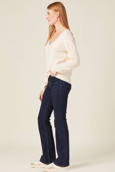 Pull manches longues ecru femme