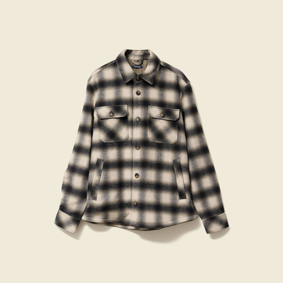 Surchemise oversize courte doubl&eacute;e vert kaki homme