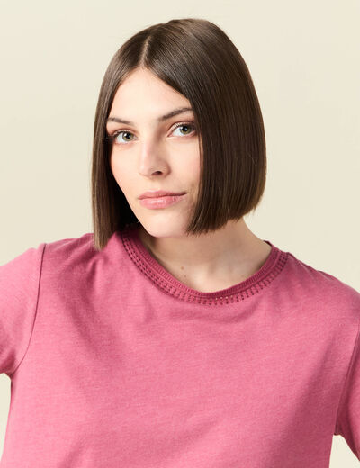 T-shirt manches courtes vieux rose femme