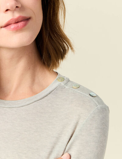 T-shirt manches longues avec laine gris clair femme