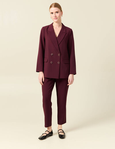 Veste blazer double boutonnage violet foncé femme
