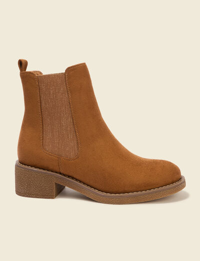 Bottines semelle cr&ecirc;pe marron femme