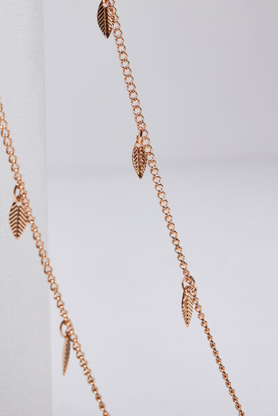 Collier avec feuilles couleur or femme
