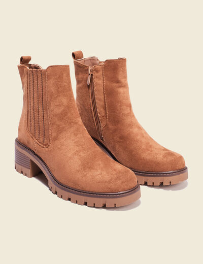 Bottines chelsea crantées marron femme