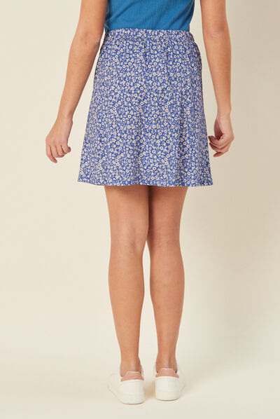 Jupe évasée fluide bleu femme