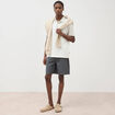Polo manches courtes col cubain ecru homme