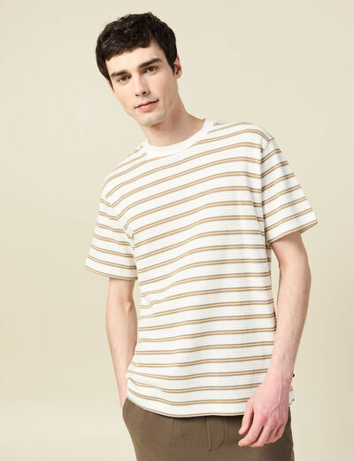 T-shirt ample en coton col rond beige fonce homme