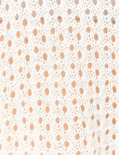 Pull manches longues ajouré ecru femme