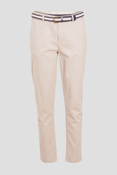 Pantalon chino ceinturé beige homme