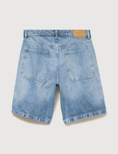 Bermuda en jean coton denim bleach homme
