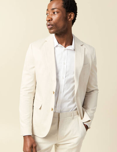 Blazer manches longues col classique sable homme