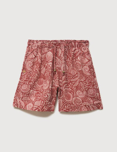 Short taille haute marron cognac femme