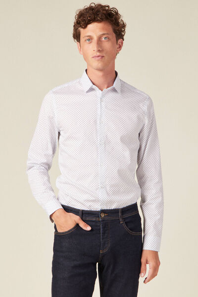 Chemise manches longues blanc homme