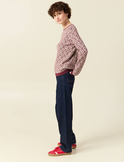 Pull manches longues bordeaux femme
