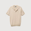 Polo manches courtes col cubain beige homme