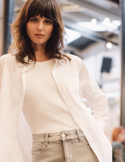 Chemise manches longues blanc femme
