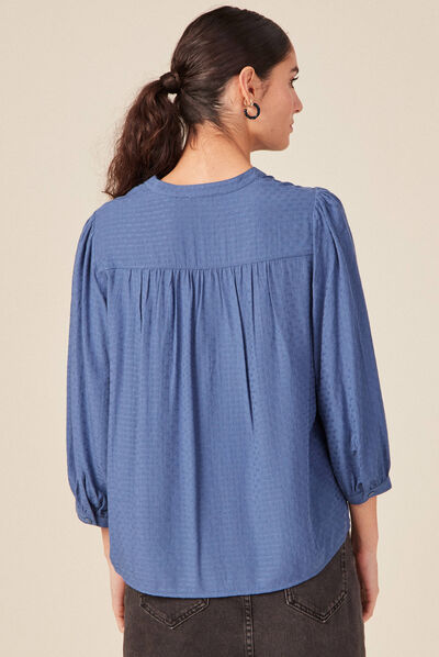 Chemise manches 3/4 bleu ciel femme