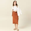 Jupe longue ajustée en tricot orange foncé femme