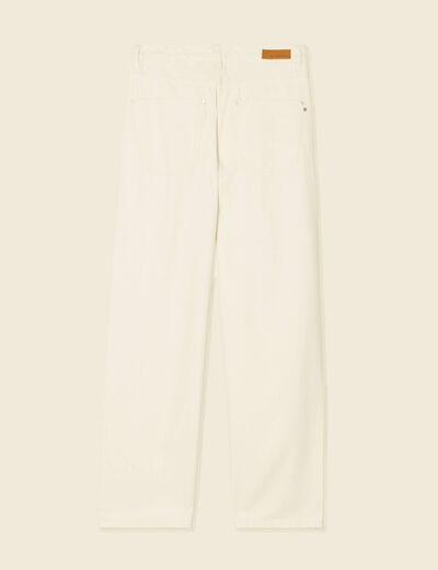 Jeans large taille haute denim blanc femme