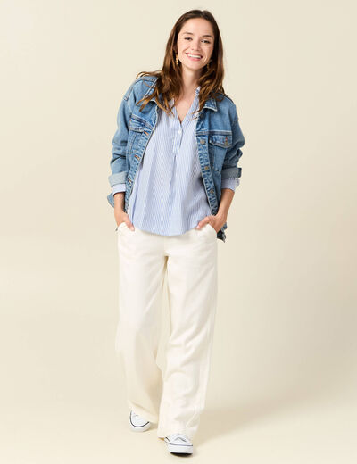 Blouse manches longues ecru femme