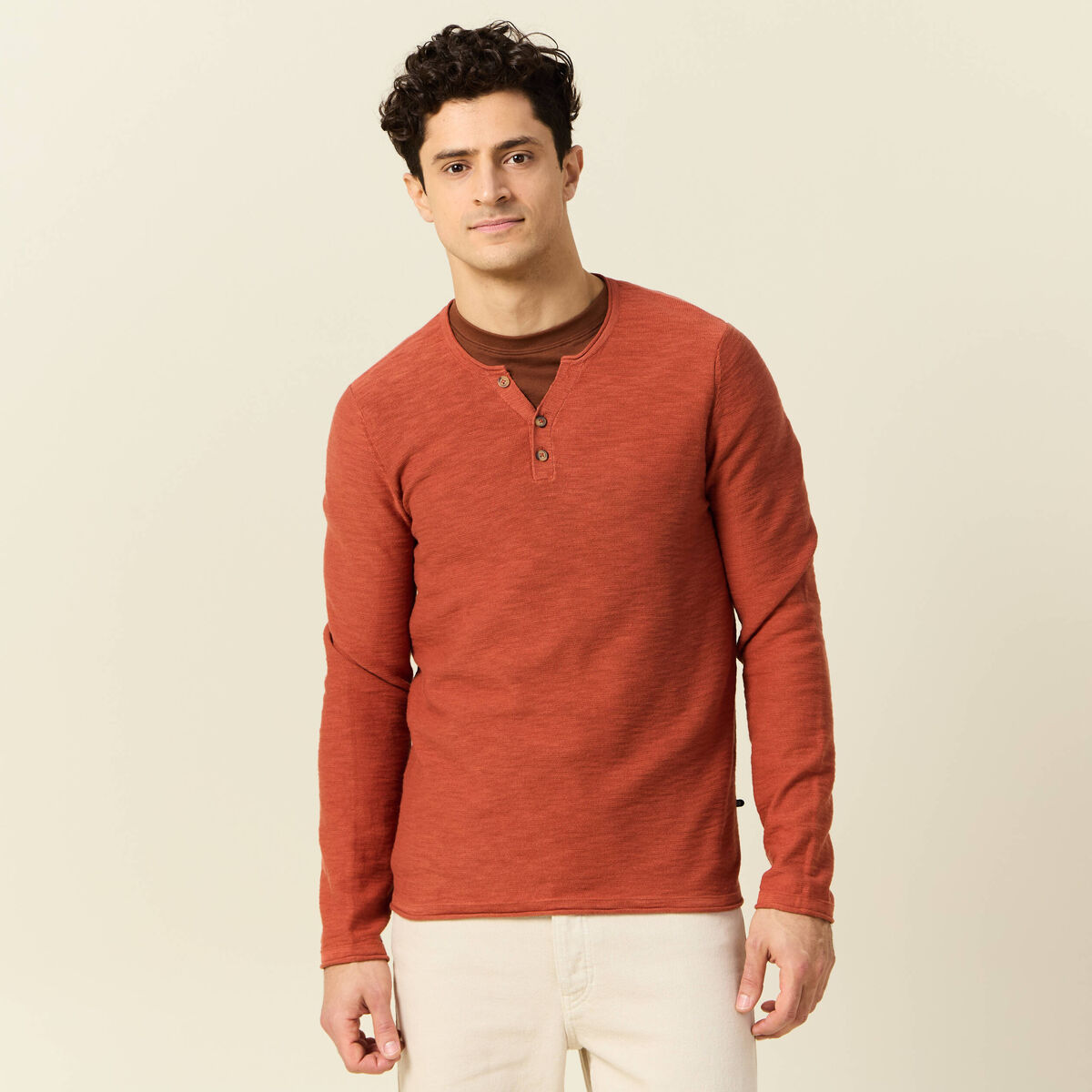 Pull manches longues rose homme