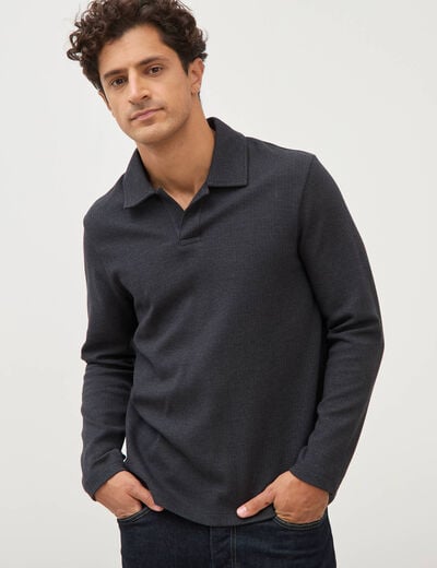 Polo manches longues noir homme