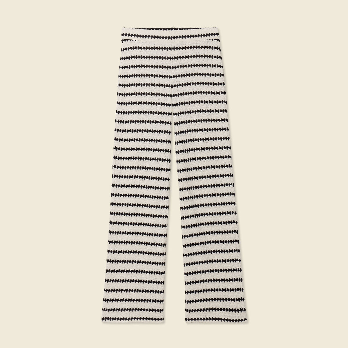 Pantalon large en tricot blanc femme