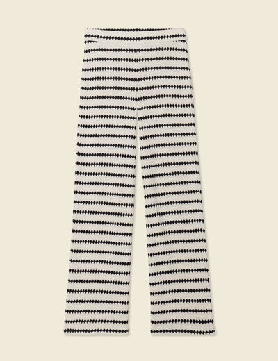 Pantalon large en tricot blanc femme