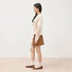 Pull col rond manches longues ecru femme