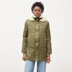 Parka droite &agrave; capuche vert kaki femme