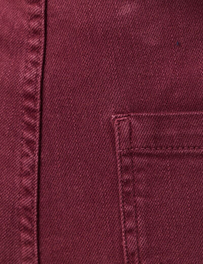 Pantalon large taille haute en jeans bordeaux femme