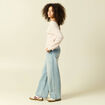 Pull r&eacute;versible manches longues col rond creme femme