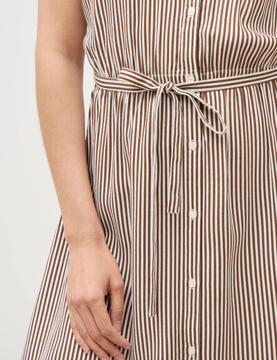 Robe longue &eacute;vas&eacute;e ceintur&eacute;e marron femme