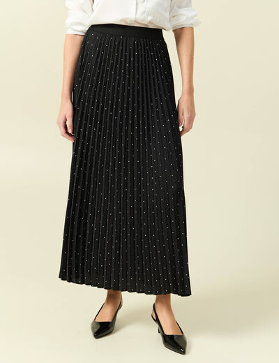 Jupe satin&eacute;e noir femme