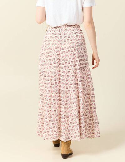 Jupe longue droite fluide ivoire femme