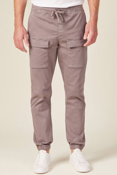 Pantalon battle élastiqué gris homme