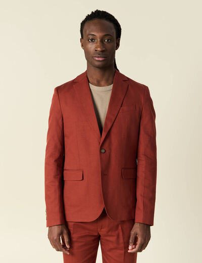 Veste blazer cintré marron cognac homme