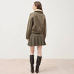 Blouson court oversize col sherpa vert kaki femme