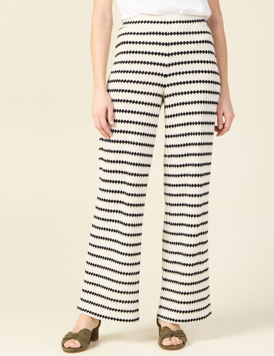 Pantalon large en tricot blanc femme