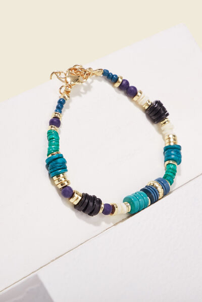 Bracelet avec perles bleu marine femme