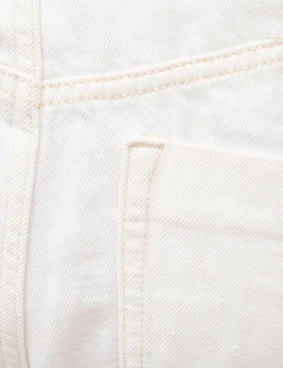 Jeans boyfriend ceintur&eacute; denim blanc femme