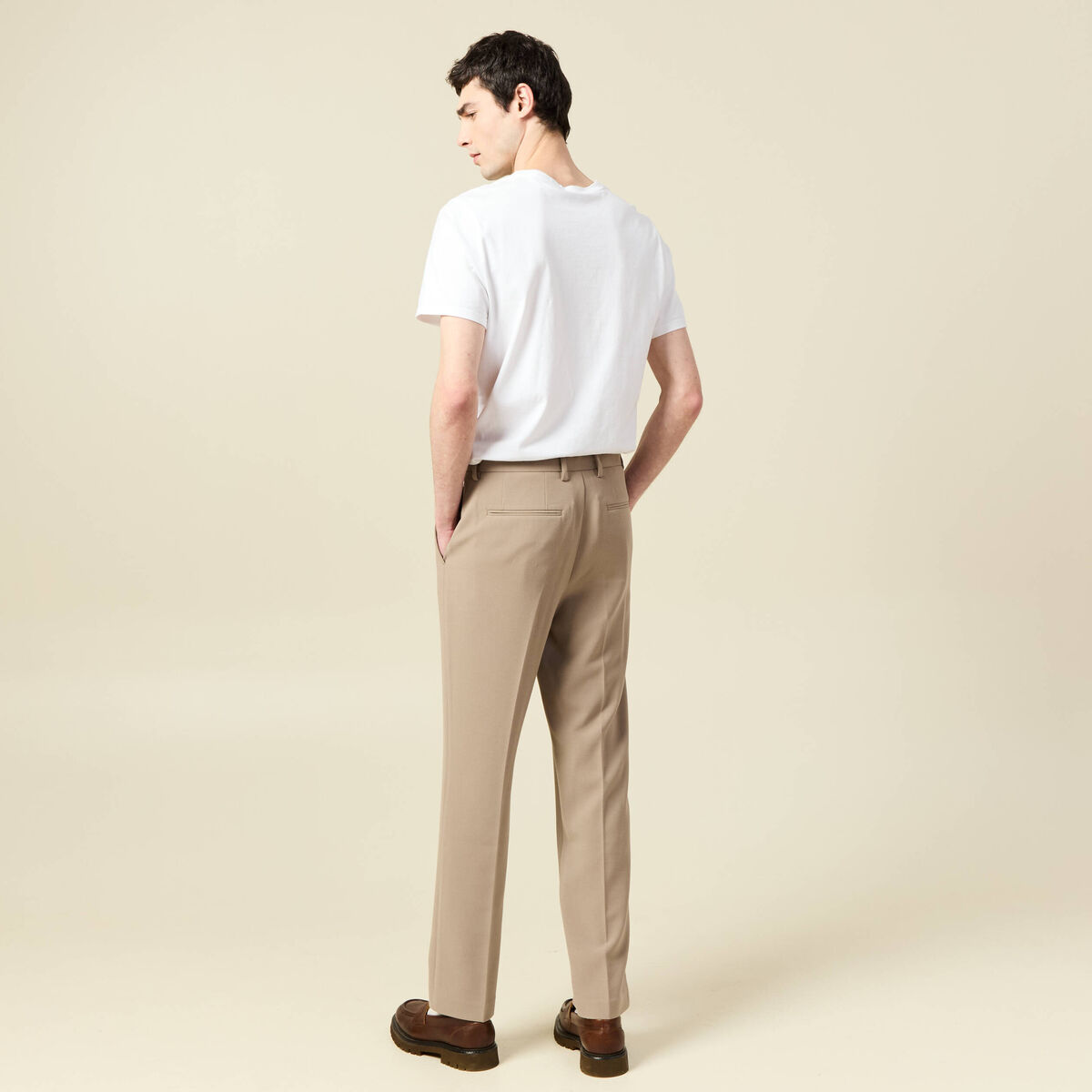 Pantalon slim cigarette taupe homme