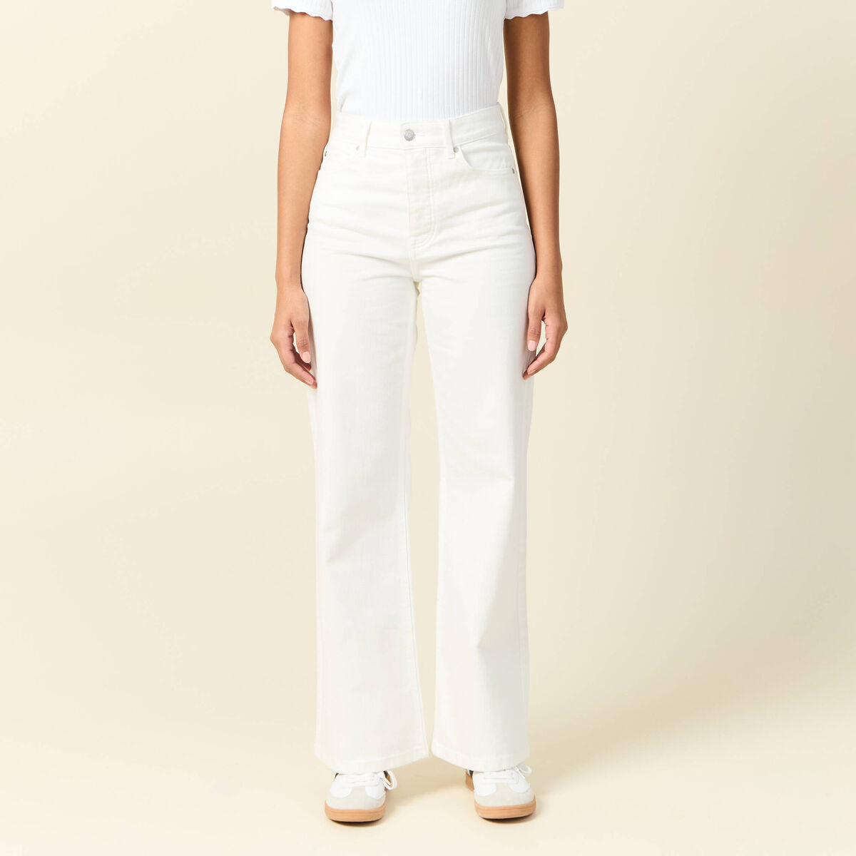 Jeans large éco-responsable denim blanc femme
