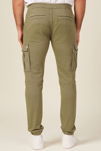 Pantalon battle bas resserré vert kaki homme