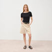 Bermuda large taille haute en jeans denim blanc femme