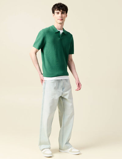 Polo cintré manches courtes vert homme