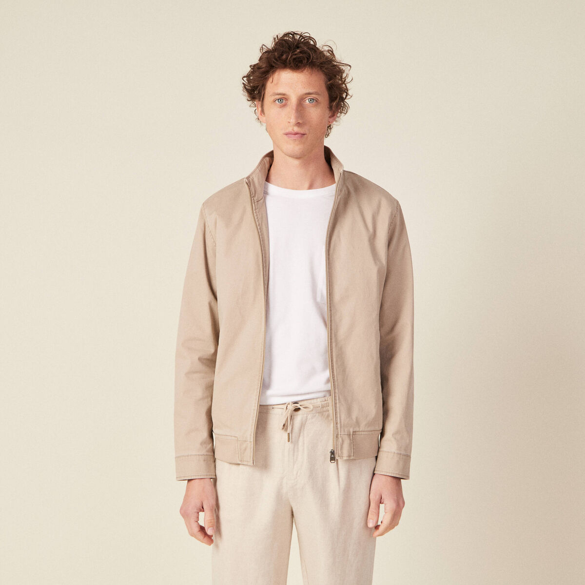 Blouson droit zipp&eacute; sable homme