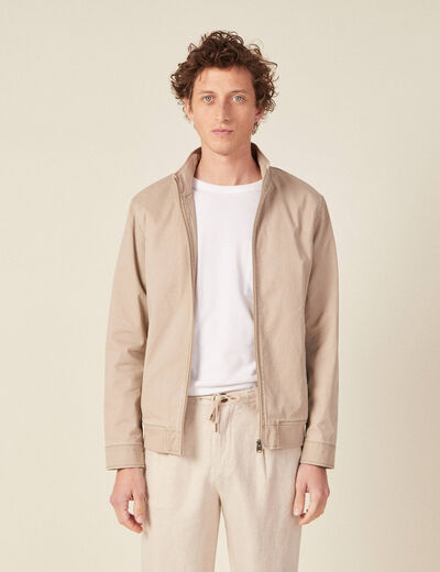 Blouson droit zippé sable homme