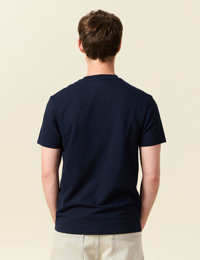T-shirt cintré col rond manches courtes bleu marine homme