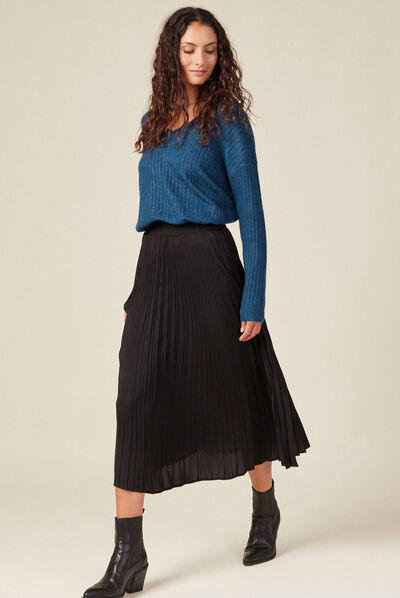 Pull éco-responsable bleu canard femme
